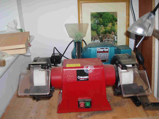 Photograph of bench grinders