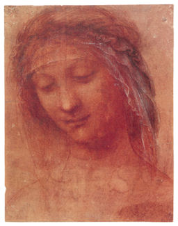 Chalk drawing of a head by Leonardo Da Vinci