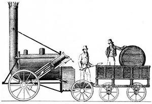 Drawing of Stephenson's Rocket Locomotive Drawing of Stephenson's Rocket Locomotive